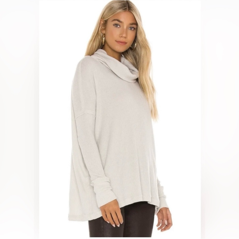 Free People We The Free Cream Juicy Ribbed Open Back Cowl Sweater Large NWOT
